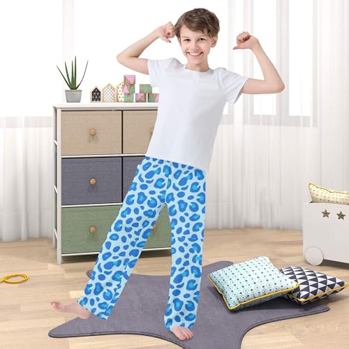 Pajama Pants Long Track Pants Light Blue Leopard Print Sweatpants Athletic for 6-14 Years3