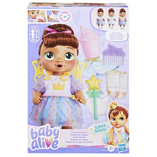 Baby Alive Fairy Fashions Sophia Sparkle Doll with Clothes Accessories, Brown Hair, 11 Inches, Toys for 3 Year Old Girls and Boys & Up (Amazon Exclusive) by Baby Alive - Image 2