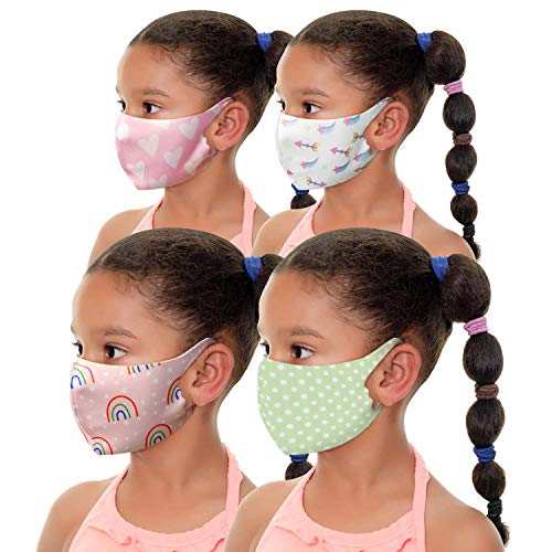 Kid's Unisex Multi Design Fashion Protective Face_Mask Bandanas Covering Gear Washable Reusable (Pack of 4 KM54, 57, 41, 52)