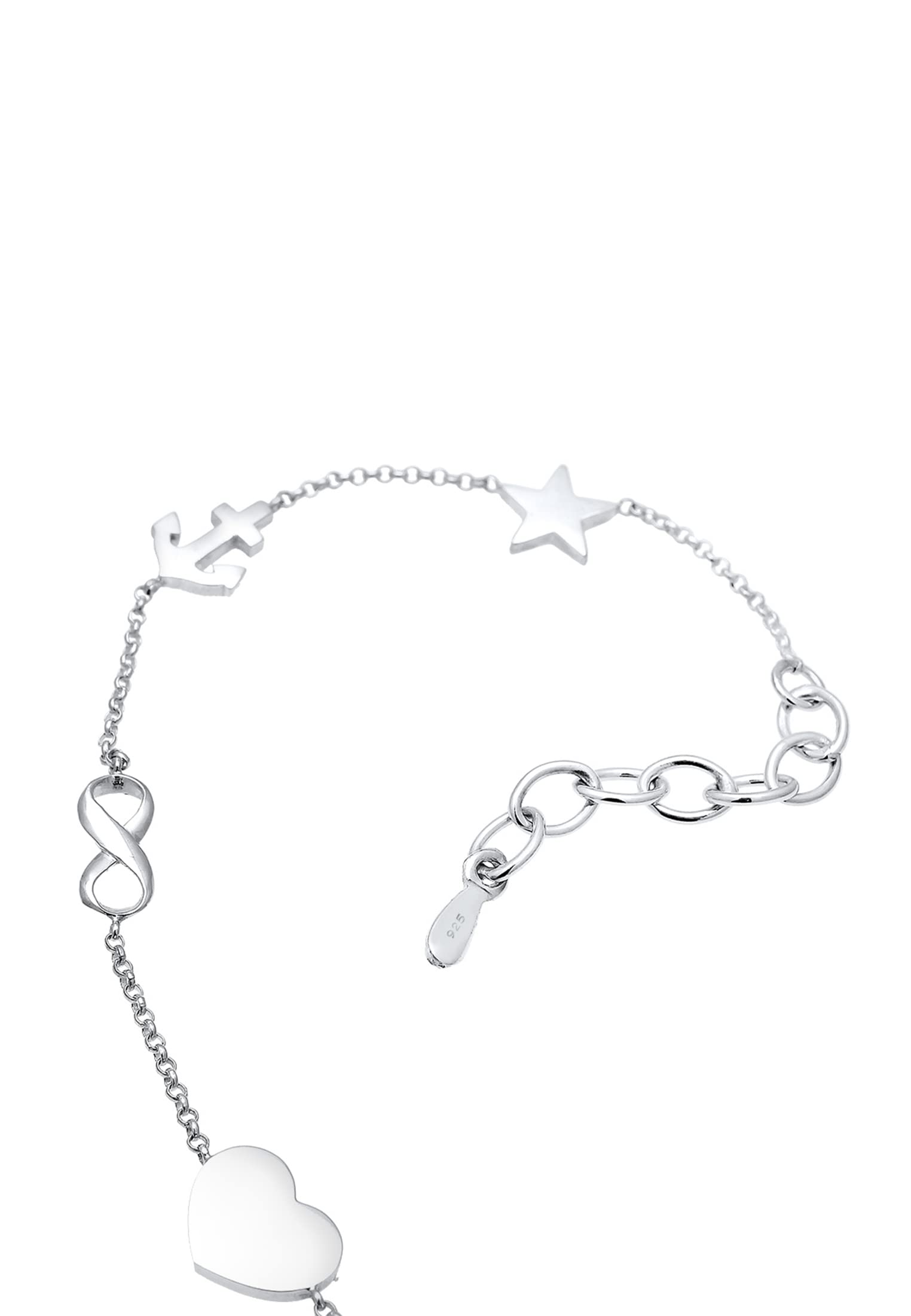 Elli Damen Armband Kreuz Herz Infinity Anker Stern Anhänger in 925 Sterling Silber
