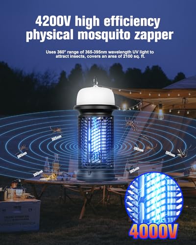 DEEZEE Bug Zapper Outdoor Indoor，Mosquito Zapper with LED Light,4200V Electric Fly Zapper,20W Insect Zapper&Mosquito Killer lamp for Home, Patio, Kitchen, Backyard, Camping, Plug-in… - Thumbnail 3