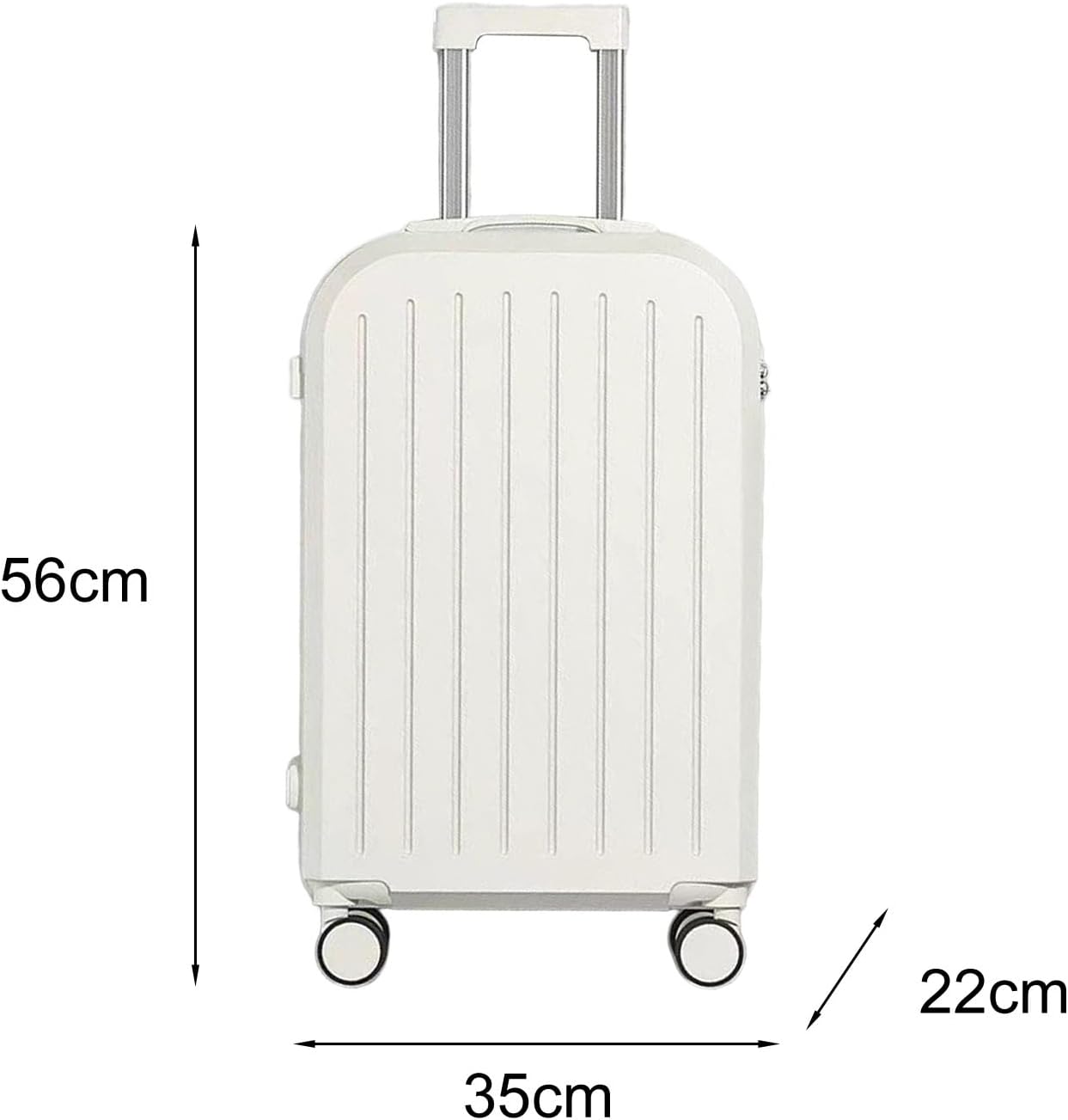 20" Suitcase Hardside Luggage Scratch-Resistant Surface with USB Interface Cup Holder Hanging Hook and Code Lock Silent Spinner Wheel Luggage Suitcase White 20Inch