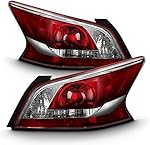 AKKON - Fits 2013 2014 2015 Altima Sedan 4Door Red Clear Tail Lights Brake Lamp Pair Driver + Passenger Replacement