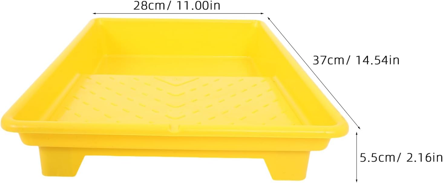 Ciieeo 5pcs 9-inch Yellow Rectangular Reusable Paint Roller Trays Plastic Paint Pans for Wall Painting Home Renovation DIY Projects
