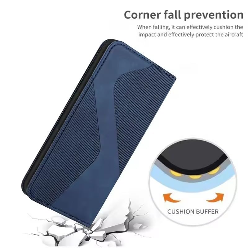 Coque Oppo A58 4G anti-choc portefeuille en cuir bleu fermeture aimantée - 6