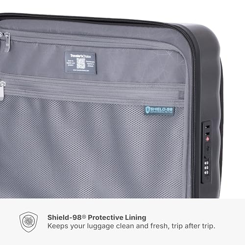 Traveler's Choice Edinburgh II Hardside Luggage with Spinner Wheels, TSA Lock, Black, 16-Inch Mini by Traveler's Choice - Used condition - Image 7
