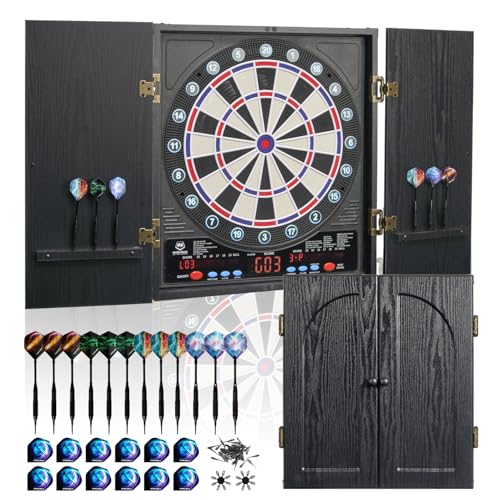 WIN.MAX Elektronische Dartscheibe Dekorative Electronic Dartboard Cabinet Set (Schwarz-127 Einheitsgröße)