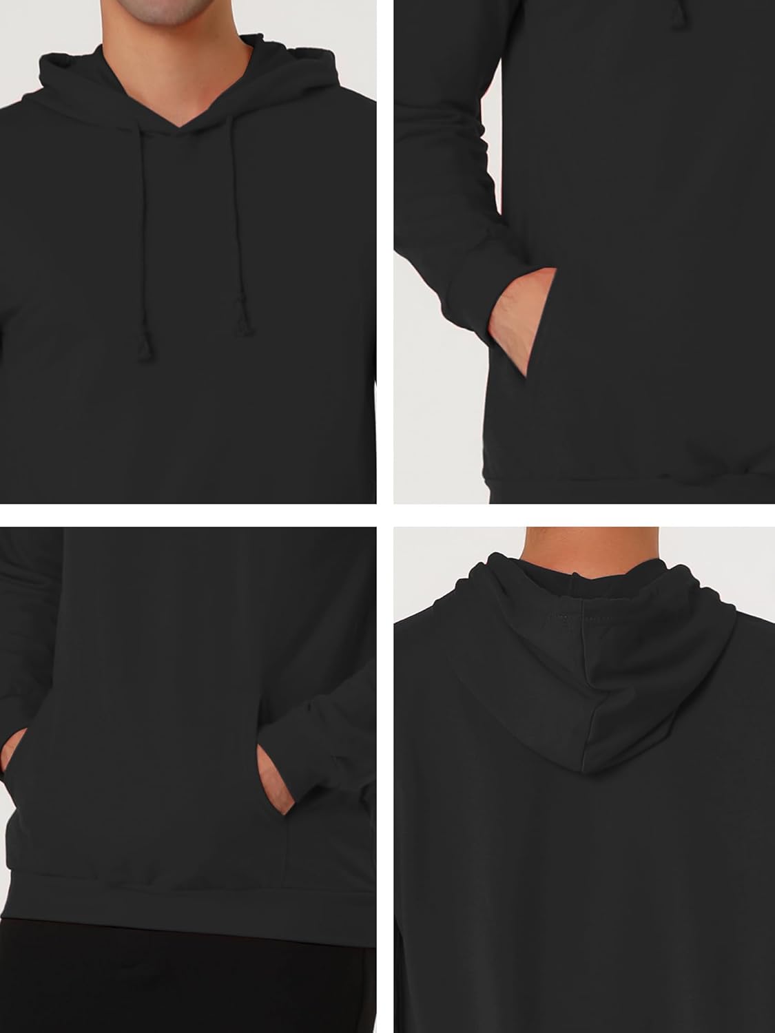 Lars Amadeus Men's Hoodie Sweatshirt Long Sleeves Soild Drawstring Pullover with Pocket