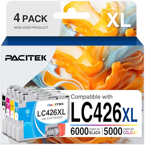 LC426XL Ink Cartridges 4-Pack, High Yield Replacement for Brother LC-426 LC-426XL LC-426XLVAL Ink Cartridges Multipack, Compatible with Brother MFC-J4335DW MFC-J4340DW MFC-J4535DW MFC-J4540DW