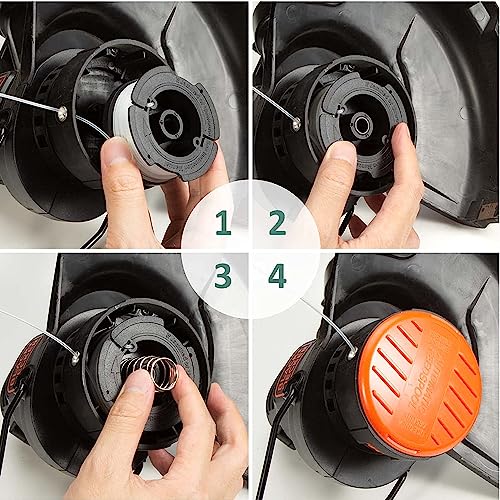 YWTESCH 10 Pack AF-100 Replacement Spool Line for Black+Decker - 0.065" Weed Eater String Trimmer Line Spool, 30ft Autofeed Weed Wacker Spool Refill for Black+Decker(8 Spool,2 Cap,2 Spring)