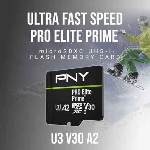 Image of PNY 128GB PRO Elite Prime C10 U3 V30 A2 microSDXC Flash Memory Card - Ultra-Fast Speeds, Read 200MB /s, Write 150MB /s, 4K UHD, Full HD, UHS-I, for Smartphones, Drones, Action Cameras, 2-Pack