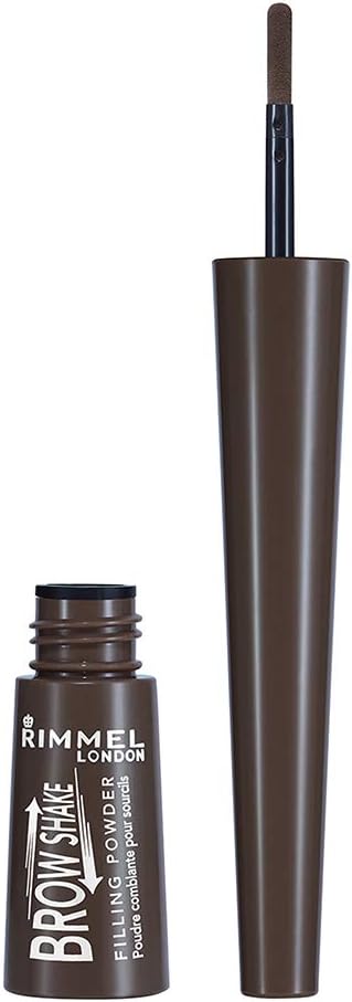 Rimmel London Brow Shake Filling Powder, Foolproof Natural-looking Thick Brows, Dark Brown, 8 g