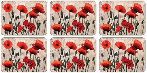 Plymouth Pottery - Red Poppies Placemats - Set of 6