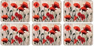 Plymouth Pottery - Red Poppies Placemats - Set of 6