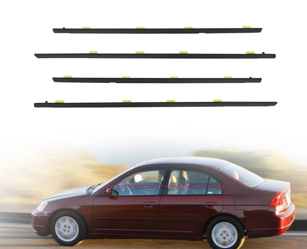 Zewnętrzna uszczelka drzwiowa czarna (4 sztuki) do Honda Civic Sedan 2001-2005