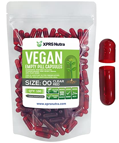 XPRS Nutra Size 00 Empty Capsules - 100 Count Empty Vegan Capsules - Vegetarian Empty Pills - DIY...