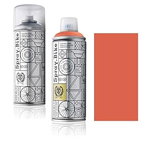 Fahrrad Lackspray in versch. Farben – Keine GRUNDIERUNG notwendig – Acryllack/Lack Spray in 400 ml Spraydose, Matt- und Klarlack Optik möglich (Lachsrot Salmon Lane, Klarlack Set)