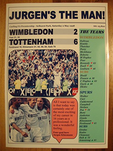 Sports Prints UK Wimbledon 2 Tottenham Hotspur 6-1998 - Souvenir Print