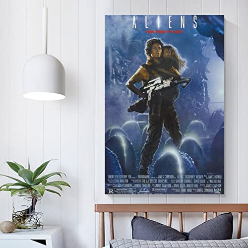 Sudemota 1986 Aliens Movie Poster Poster Frame Hanger Scroll Posters Canvas Decorative Hanging Painting Wall Art Decor Room 12X18Inch(30X45Cm) #TOP4