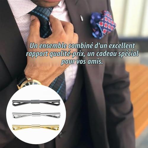 LONGHAO 3 pcs Cravate Collier Pin,Chemise De épingles à Cravate,Cravate Collier Bar Pin,épingle de Cravate Chemise,épingles à Cravate pour Homme,Pour Hommes Chemise,Business Quotidien Cadeau – vue 4