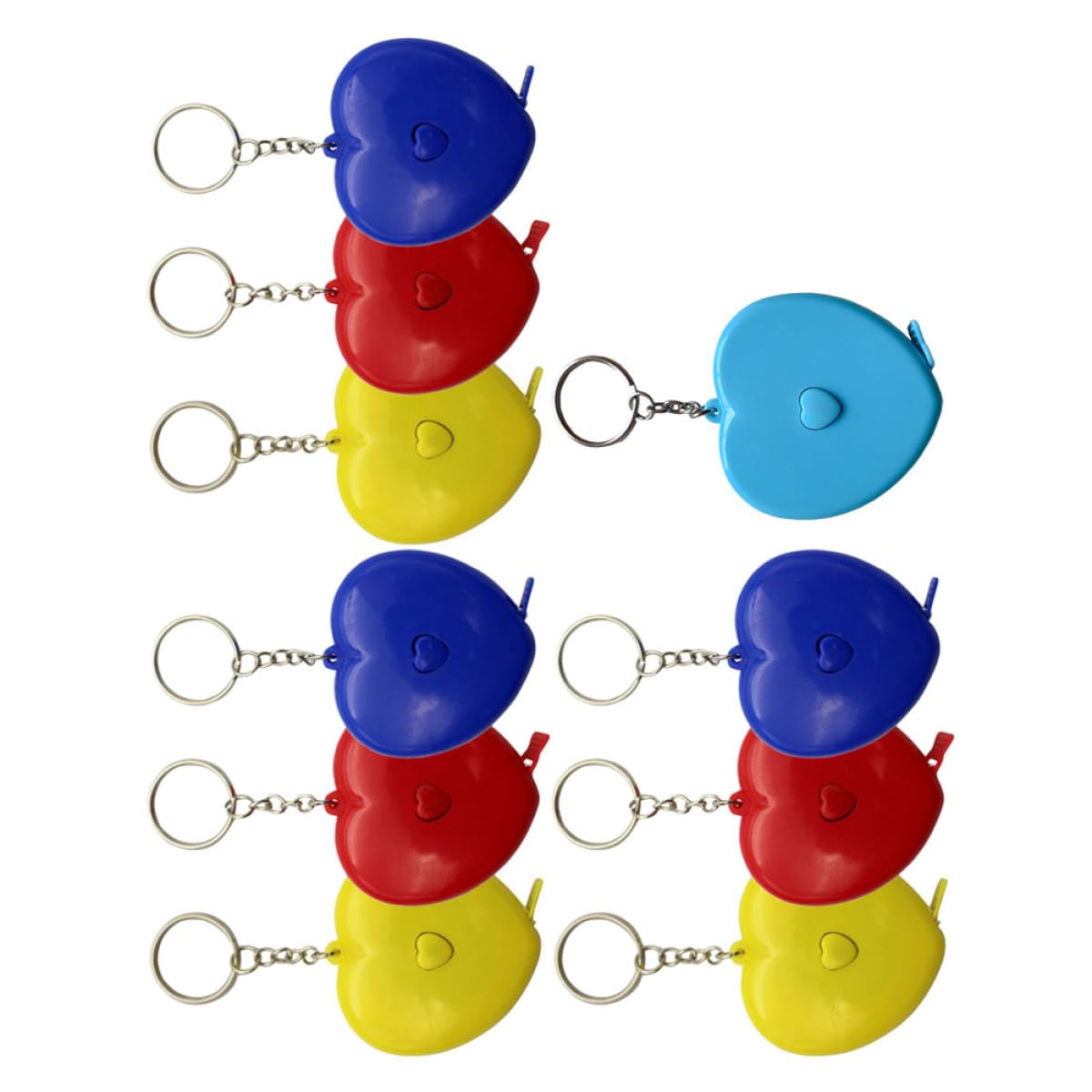 10 Pcs Heart-Shaped Retractable Tape Measure 1.5m Body Measuring Tape with Key Ring for Sewing Tailoring and Crafts, Color Random Random Color