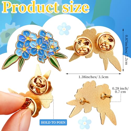 Image of Forget Me Not Flower Pins Bulk Gifts Memorial Pins Blue Flower Enamel Lapel Celebration of Life Funeral Favors