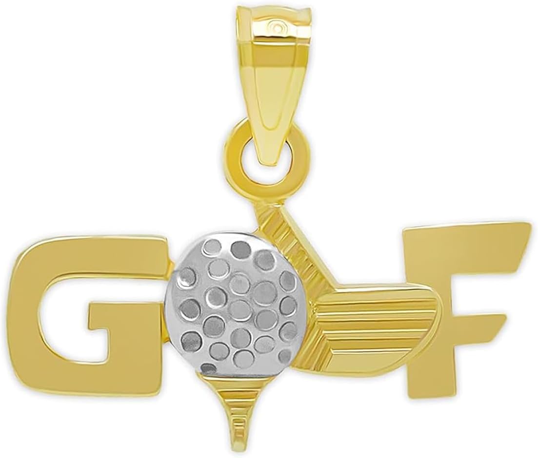 Gold Golf Charm Pendant - 10 Karat Gold - Golf Jewelry - Golf Jewelry Tournament Trophy for League