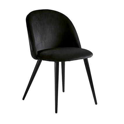 Finch Fox Romantic Vintage Dining Chairs Rustic Black Velvet Cushion Seat Chair with Black Powdered Coated Metal Legs