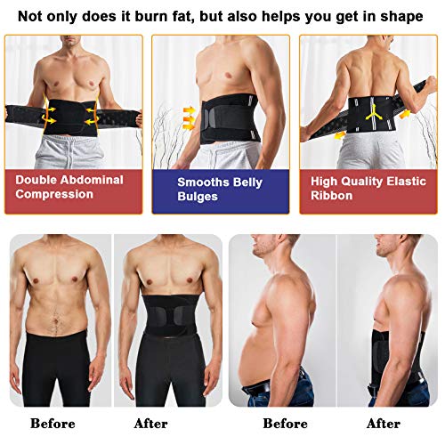 Molutan Men Waist Trainer Trimmer For Weight Loss Tummy Control Compression Shapewear Body Shaper Sweat Belt Black #TOP2