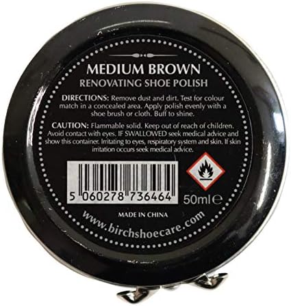 Charles Birch Premium Renovating Shoe Polish 50ml, High Pigment, Cleans Protects Shines inc Carnauba Wax, Lever Open Tin (Medium Brown)