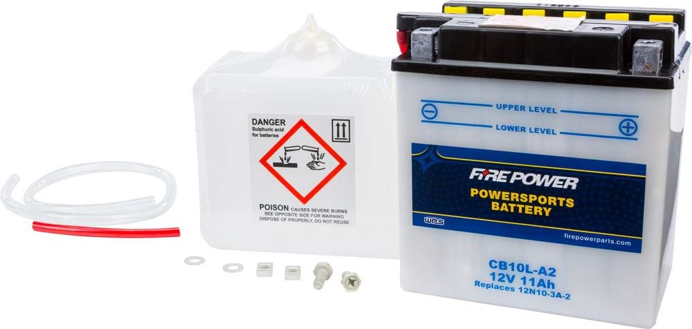 Fire Power Battery W/ACID CB10L-A2 Compatible With Yamaha XV250 V-Star 250 2008-2015
