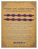 arana's - Pulsera 7 chakras con nudos morada mujer hombre - Libertad espiritual - Hilo violeta protección energía negativa - Amuleto de la buena suerte - Brazalete ajustable, anudada - Unisex