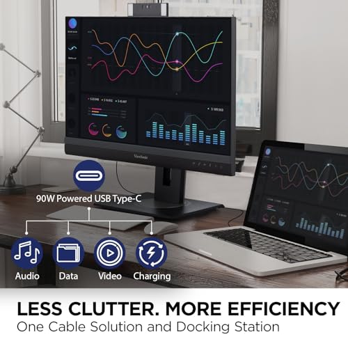 Image of ViewSonic VG2757V-2K 27 Inch 1440p Video Conferencing Docking Monitor with Windows Hello Compatible IR Webcam, Advanced Ergonomics, and 90W USB C for Home and Office