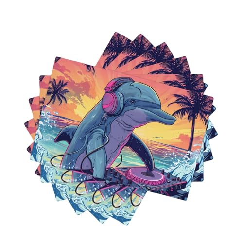 Hip-Hop DJ - Set di 6 tovagliette all'americana resistenti al calore, lavabili, per cucina, sala da pranzo, patio, tavolo da interni ed esterni, lavabili