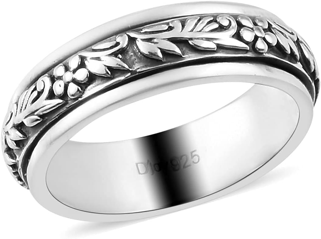 Shop LC Mens Womens Spinner Band Ring 925 Sterling Silver Statement Boho Handmade Jewelry Gifts Stress Relieving Size 10