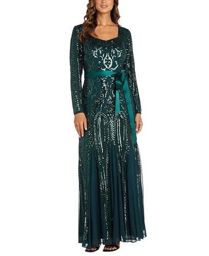 R&M Richards Women's Sequin Godet Maxi Evening Dress #TOP23