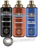 Ghirardelli - Sea Salt Caramel, Chocolate and Caramel Flavored Sauce (Set of 3) with Ghirardelli Stamped Barista Spoon