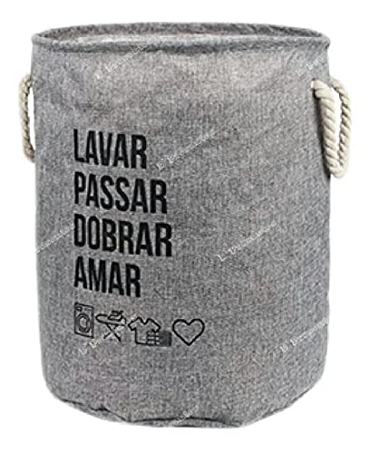 Cesto Organizador De Brinquedo Roupa Suja Dobrável 60 Litros Cor:Cinza