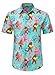 Men's Hawaiian Shirt Short Sleeve Casual Button Down Flamingo Tropical Floral Printed Summer Beach Vacation Funny Shirts for Men Green
