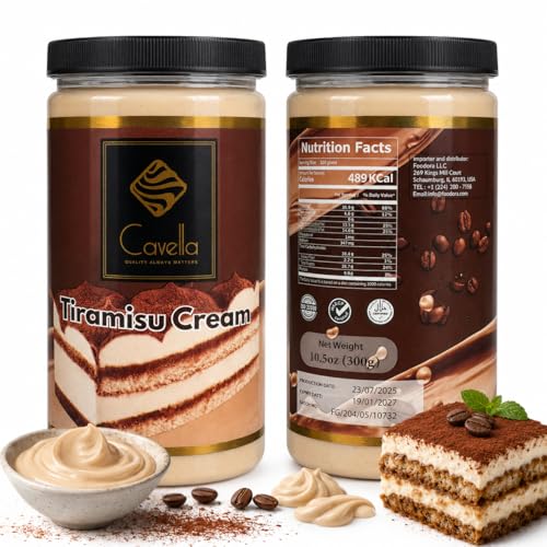 Cavella Tiramisu Cream Coffee Dessert Spread, Smooth Sweet Filling for