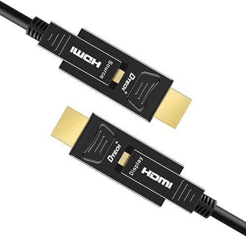 Miniatura 5 de DTECH Cable HDMI de fibra óptica de 32 pies 4K 60Hz YUV 444 18Gbps Ultra HD con doble conector micro a estándar cable HDMI para proyector de TV,