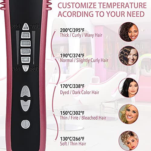 Hair Straightener Brush Ceramic Straightening Brush,Straightening Comb,Hot Comb Hair Straightener Anti Scald, Auto-Off Safe,20S Fast Heating And 5 Temp Settings, For Home, Travel And Salon #TOP1