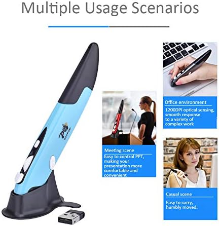 Wireless Optical Pocket Pen Mouse,Promi 2.4 Ghz USB 3.0 Wireless Optical 2-in-1 Digital Pen Mouse & Adjustable 800/1200/1600 DPI,Ergonomic Mouse for MacBook Notebook Desktop (Blue)