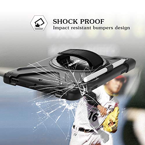 Braecn Ipad Air 3 10.5 Case 2019,Ipad Pro 10.5 Case 2017- Heavy Duty Shockproof Case Cover With Pencil Holder,Rotating Stand/Hand Strap,Carrying Shoulder Strap Fit Ipad Air 3Rd Gen Case 10.5 -Black #TOP5
