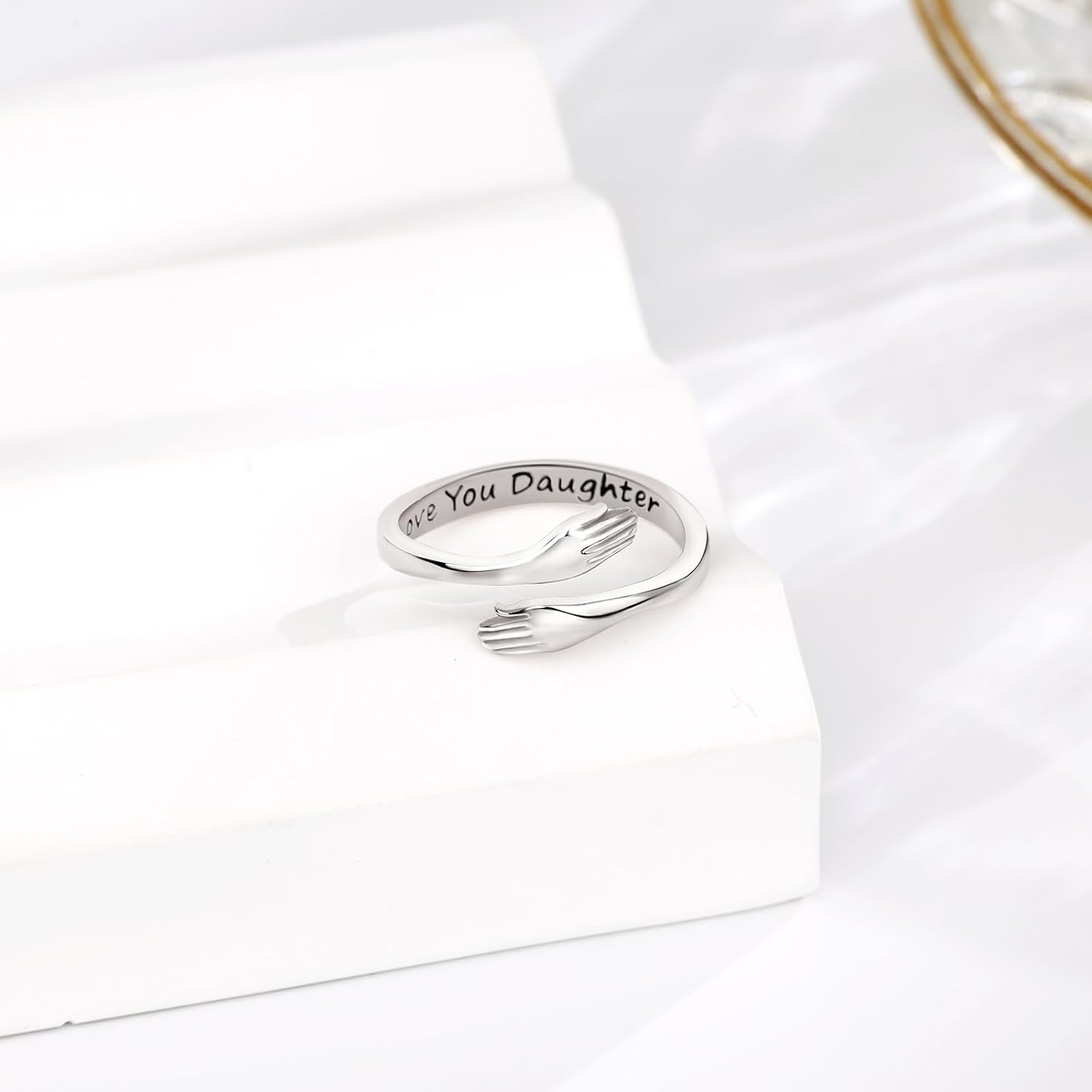 INFUSEU 925 Sterling Silver Hug Love Rings for Women Girls Cute Gifts for Her - Image 2