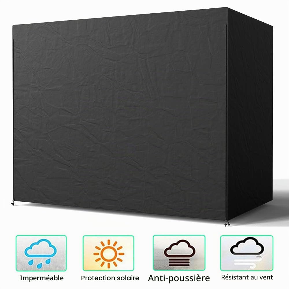 Housse de protection imperméable 210D pour balancelle de jardin 3 places - Coupe-vent et anti-UV - Pour toutes les saisons - Noir
