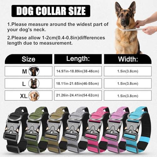 AKOFIC Taktisches Hundehalsband mit Griff, Breites Halsband Hund Gepolstert aus Nylon, Verstellbar Robuster Dog Collar mit Metallschnalle für Mittlere Große Hunde (Schwarz, M)
