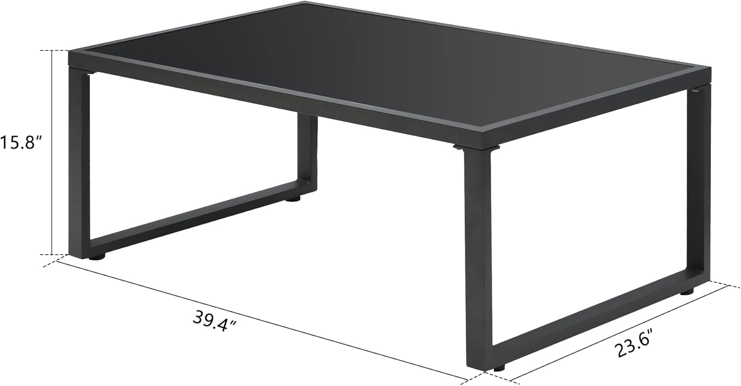Mayincolor Aluminum Outdoor Patio Coffee Table, Modern Metal Outdoor Furniture Square Patio Tables, Outside Rectangular Patio Outdoor Tempered Glass Patio Table : Patio, Lawn & Garden