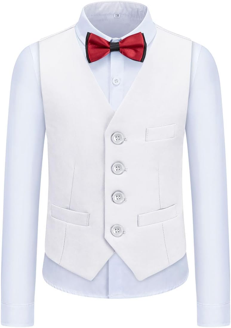 Boys Suits 3 Piece Formal Kids Tuxedo Suits for Boys Slim Fit Casual Ring Bearer Outfit with Blazer Jacket Pants and Vest