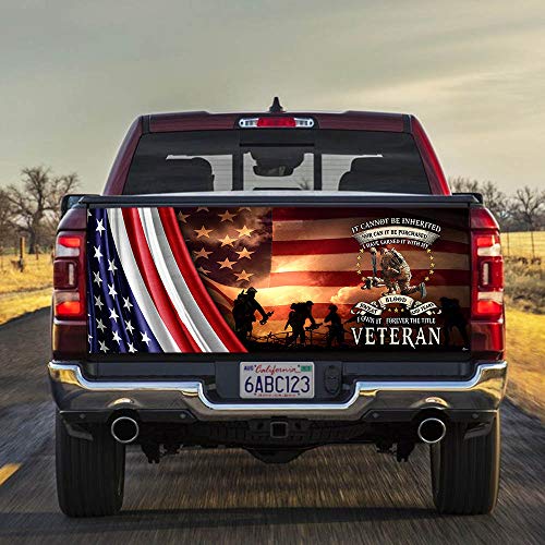 FLAGWIX Truck Decals-Forever The Title Veteran Truck Tailgate Decal Sticker Wrap MLH1184TD, 66 x26  Bumper Stickers Graphics for Car Trucks SUV